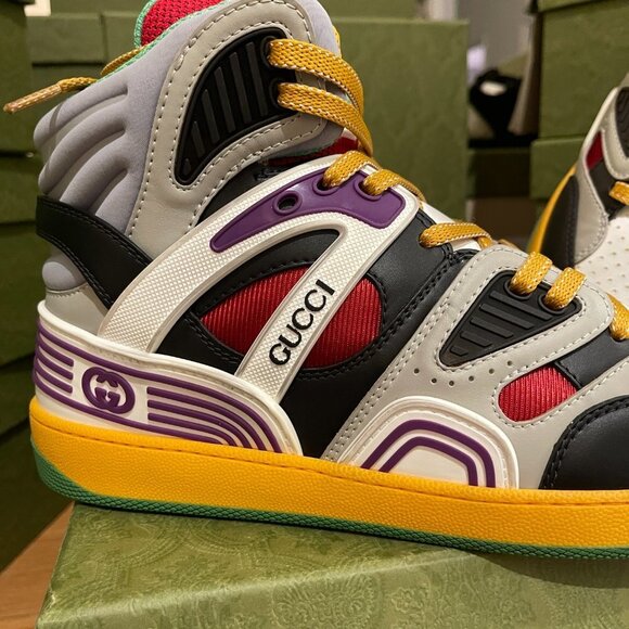 GUCCI  BASKET  "BLACK DEMETRA" MENS HIGH TOP SNEAKER SHOE, SIZE G 6 - Picture 13 of 13